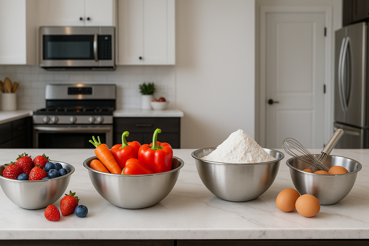 ChefPRO Bowls - 4 bowls de acero inoxidable premium